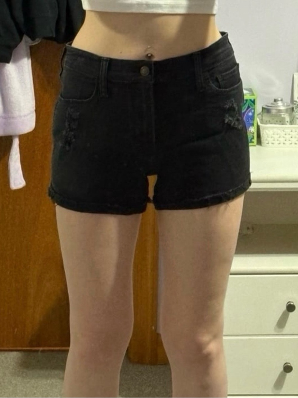 Hollister High-Rise Black Ripped Jean Shorts